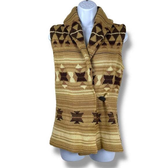 Lauren Jeans Co. LRL Womens Sweater Extra Small Tan Brown Western Yellowstone - Picture 1 of 11